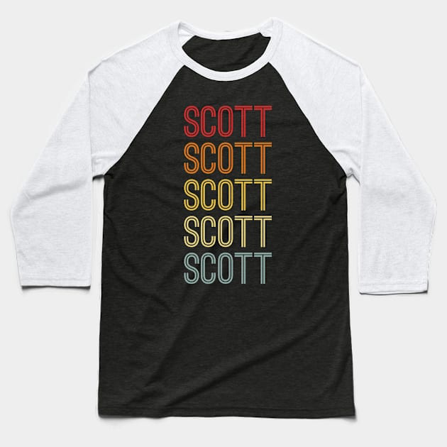 Scott Name Vintage Retro Pattern Baseball T-Shirt by CoolDesignsDz